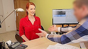 LOAN4K. Loan agent gets access to beautiful pussy of poor redhead