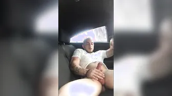 Straight guy jerks his thick cock in a camper van