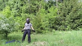 Masturbating Outside in the Woods Completely Naked, Huge Cumshot