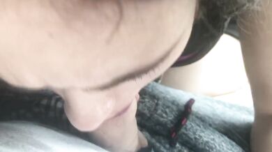 Car head by 18 years old teen and cum swallow