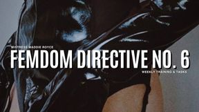 Femdom Directive: Week 6 - Weekly Submissive Assignment & Obedience Training