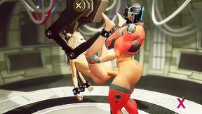 Cyber futa shemale fucks a sexy cuffed blonde