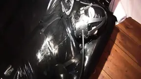 Intense rubber bondage play with scened sub