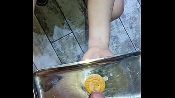 Got milk? Cookie and cum - Cum on food