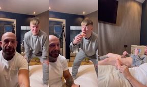 Virgin straight guy destroyed by thick British strap dick first time