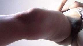 Sexy wife doing housework naked. Brunette, hairy pussy, big ass, big tits. Sexy mom massages herself with a vibrator.