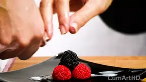 CFNM Handjob + cum on candy berries! (Cum on food 3)