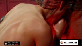 HotHouse Red Hot Tattooed Hunk Shoves His Massive Cock Into Sweaty Jock's Tight Ass