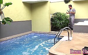 Tgirl Amanda Ferraz Double Fucked by Black and White Men