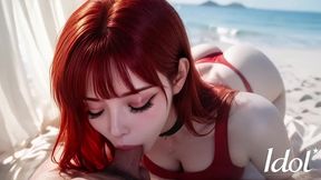 fucked a korean stranger right in the middle of the beach and cummed in her [ai]