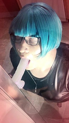 HARDCORE DEEPTHROAT sissy slut shemale SUCKS SUPER SLOPPY gagging SICK &amp; NASTY dick licking lady