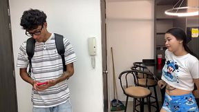 Skinny beauty gets big cock in her ass and mouth, cuckolding neighbor and hubby