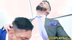 ”Wild flip flop fuck in the office by suited John Rodriguez & Justin Jett”