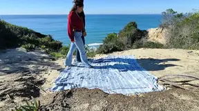 Horny couple enjoys a high cliff fuck