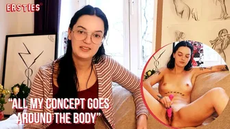 Tattooed German amateur masturbates her hairy pussy with a pink dildo