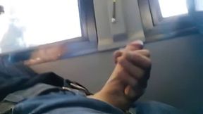 Str8 Big-Cock Hunk Strokes on the Bus