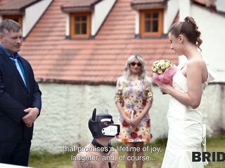 BRIDE4K. Shy bride with natural breasts is banged roughly in front of everybody in public