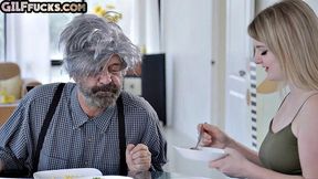 Big-titted redhead granny gets sidefucked
