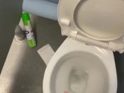 Cruising in Public toilets wanking my hard cock in public