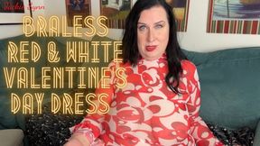 Braless Red & White Valentine’s Day Dress 1080p