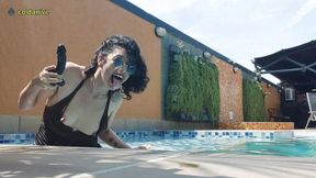 Woman Fucks Man in the Ass with Strap-on in the Pool Ass Sucking Pegging