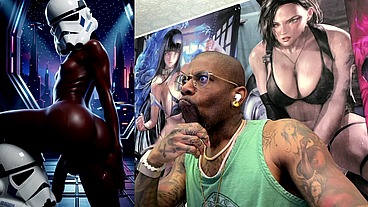 Ebony Storm Trooper Transgender Twerking Her Ass While Pre-Cumming, AI Generated