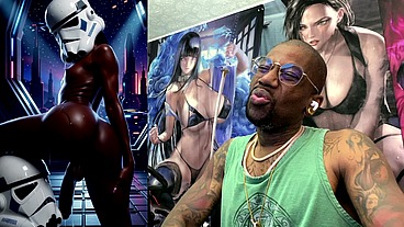 Ebony Storm Trooper Transgender Twerking Her Ass While Pre-Cumming, AI Generated
