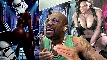 Ebony Storm Trooper Transgender Twerking Her Ass While Pre-Cumming, AI Generated