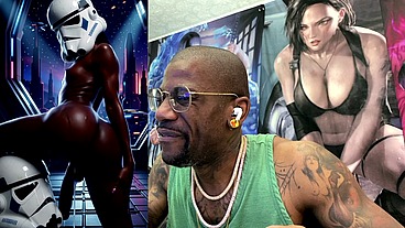 Ebony Storm Trooper Transgender Twerking Her Ass While Pre-Cumming, AI Generated