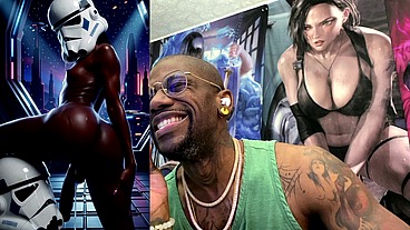 Ebony Storm Trooper Transgender Twerking Her Ass While Pre-Cumming, AI Generated