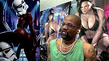 Ebony Storm Trooper Transgender Twerking Her Ass While Pre-Cumming, AI Generated