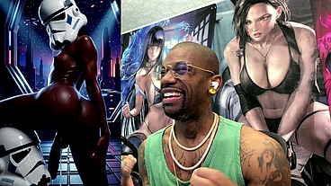 Ebony Storm Trooper Transgender Twerking Her Ass While Pre-Cumming, AI Generated