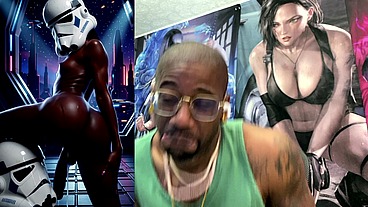 Ebony Storm Trooper Transgender Twerking Her Ass While Pre-Cumming, AI Generated
