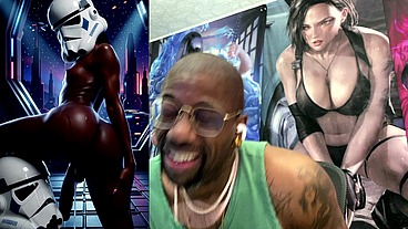 Ebony Storm Trooper Transgender Twerking Her Ass While Pre-Cumming, AI Generated