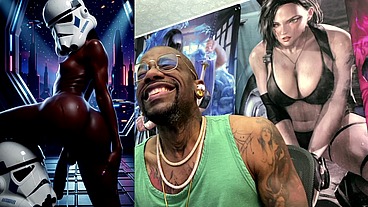 Ebony Storm Trooper Transgender Twerking Her Ass While Pre-Cumming, AI Generated