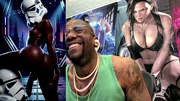 Ebony Storm Trooper Transgender Twerking Her Ass While Pre-Cumming, AI Generated