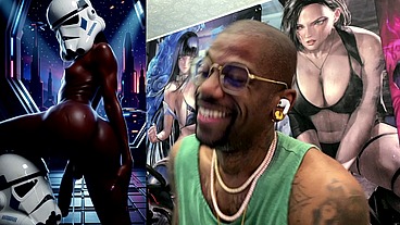 Ebony Storm Trooper Transgender Twerking Her Ass While Pre-Cumming, AI Generated