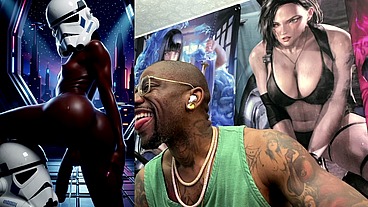 Ebony Storm Trooper Transgender Twerking Her Ass While Pre-Cumming, AI Generated