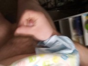 chubby bear huffs his diaper and jerks off