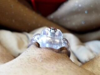 Locktober - Cage 6: Hawt Gal teases Neighbor in Chastity cagewith her feet in Fishnet Hose