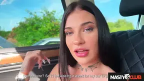 Quick outdoor car repair turns into nasty sex session with horny Chloe Heart
