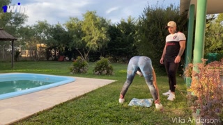 I Fuck the Personal Trainer for free lessons! in full view of the Neighbors in their Quinta