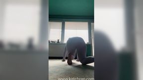 Thick single mom stretches her body, dont cum challenge