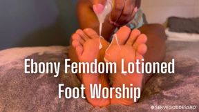 Ebony Femdom Lotioned Foot Worship