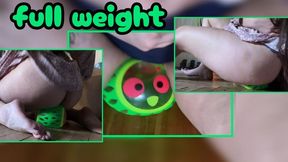 Ms. Mersiiik sits her butt on an inflatable owl-shaped toy, wiggles and bounces on it, plays with it using her bare foot—pressing and stomping on it—and squeezes it with her hands. foot fetish inflatable beautiful butt toe fetish hand fetish sitting