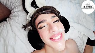 Watch this hot tranny get her ass pounded hard by a big cock while wearing lingerie