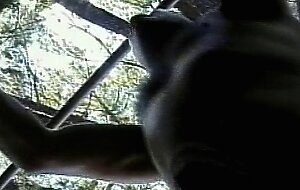 Black tranny and a horny guy destroy their asses outdoor