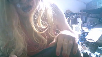 Sad t-girlie Nancy Boy slag Sarah Shitcunt&#039_s degradation- smoking, wanking,  fucks herself with bottle, and high heel, sploshing with eggs and  chocolate sauce