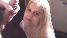 White trash shore takes a huge facial from me and cleans the mess