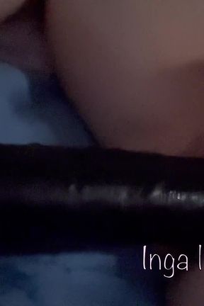 Tight Teen Fucks Herself with a Huge Black Dildo